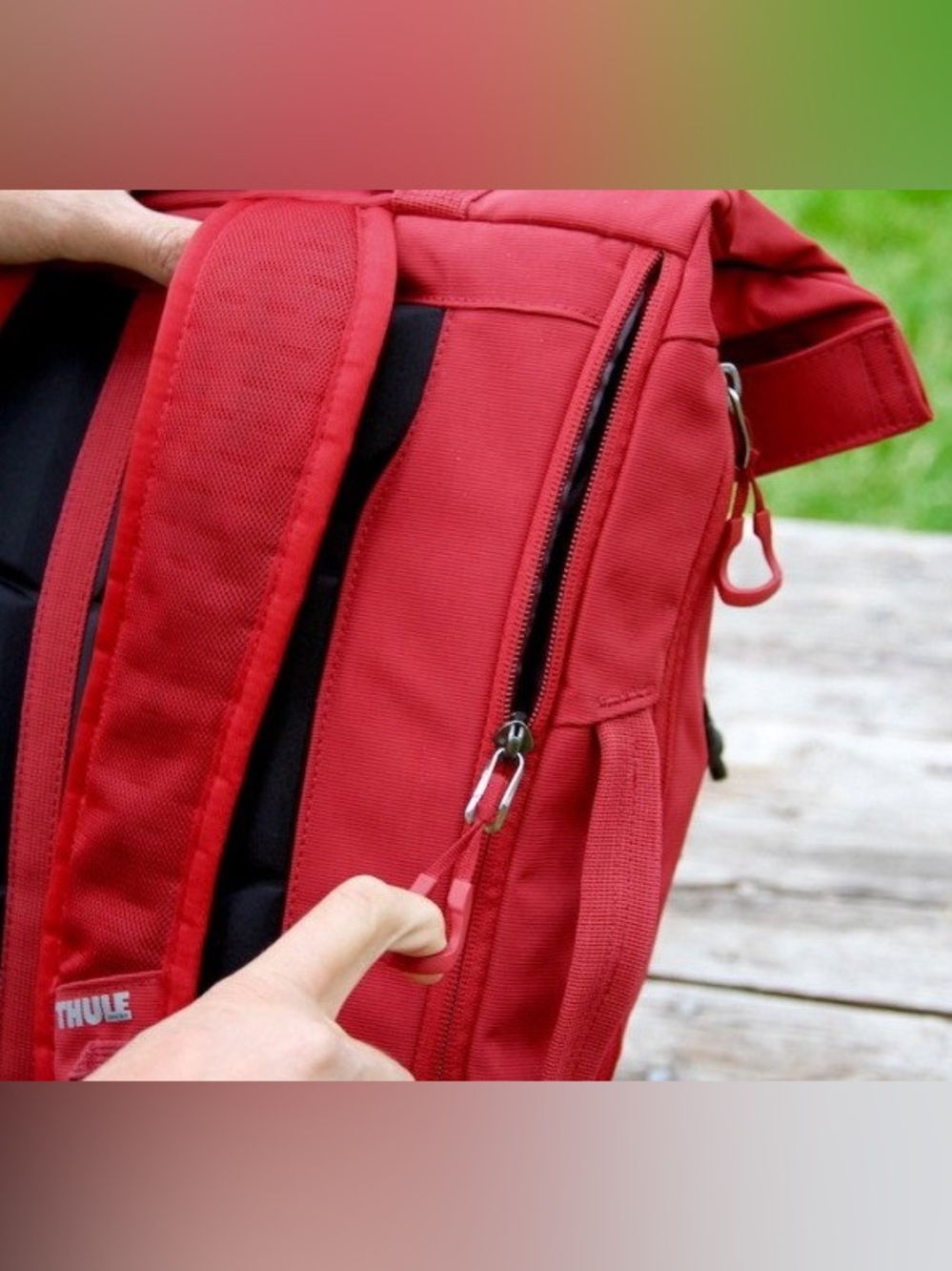 Thule Paramount 24L Daypack in Red Feather, a durable, roll-top backpack - Picture 6 of 11